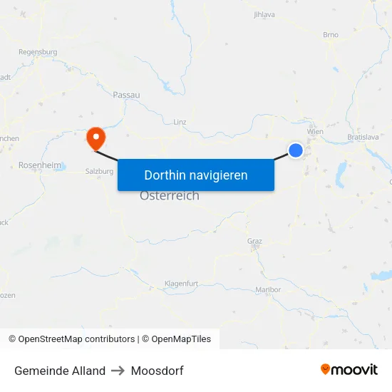 Gemeinde Alland to Moosdorf map