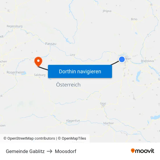 Gemeinde Gablitz to Moosdorf map