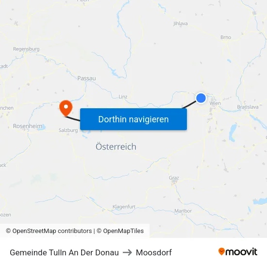Gemeinde Tulln An Der Donau to Moosdorf map