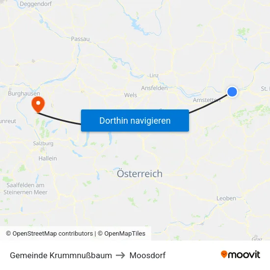 Gemeinde Krummnußbaum to Moosdorf map