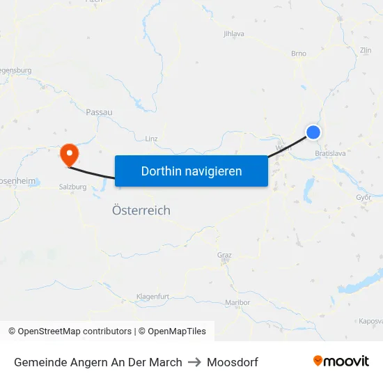 Gemeinde Angern An Der March to Moosdorf map