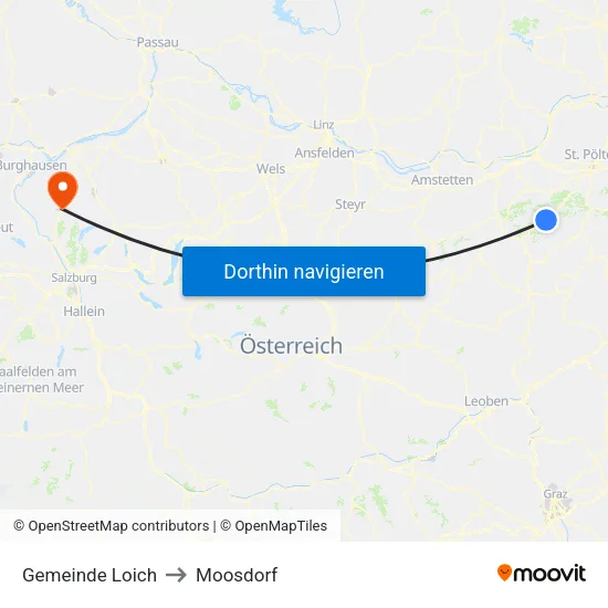 Gemeinde Loich to Moosdorf map