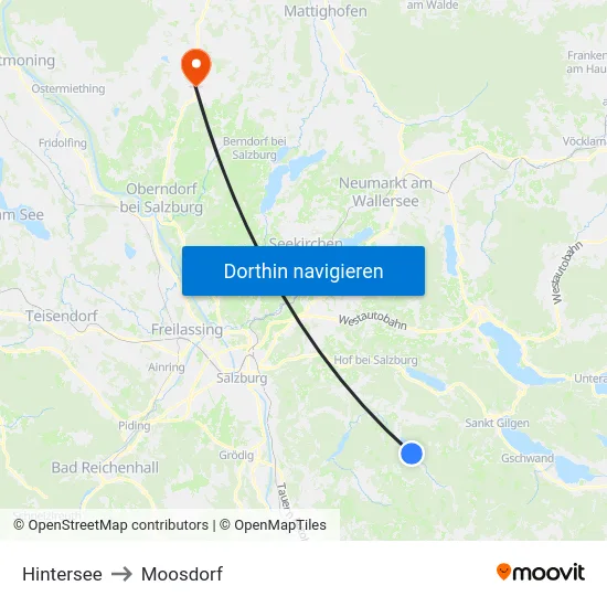Hintersee to Moosdorf map