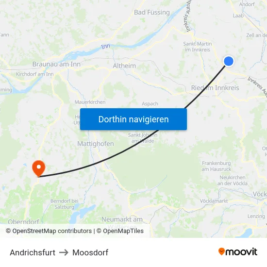 Andrichsfurt to Moosdorf map