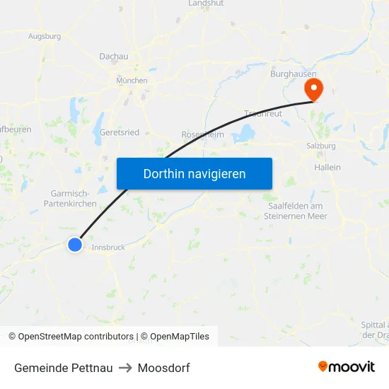 Gemeinde Pettnau to Moosdorf map