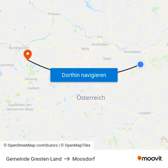 Gemeinde Gresten-Land to Moosdorf map