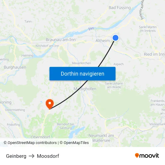 Geinberg to Moosdorf map