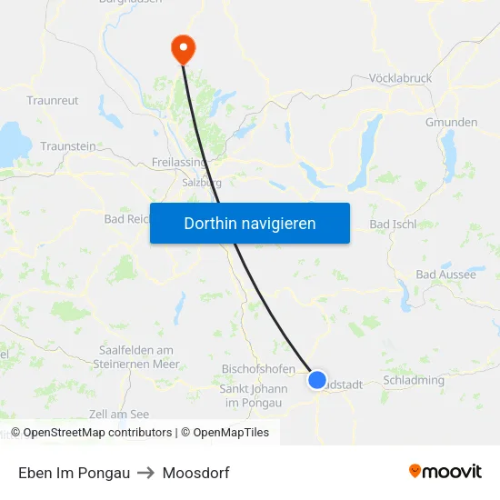 Eben Im Pongau to Moosdorf map