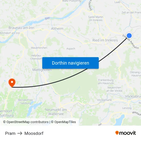 Pram to Moosdorf map