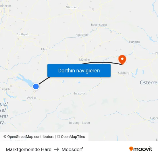 Marktgemeinde Hard to Moosdorf map