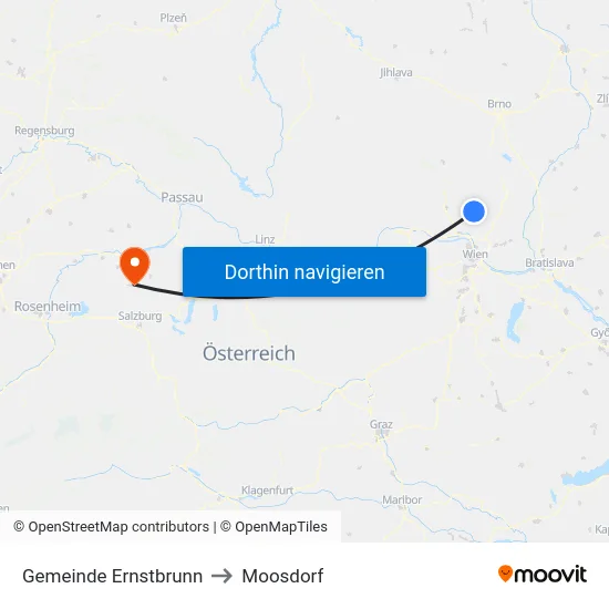 Gemeinde Ernstbrunn to Moosdorf map