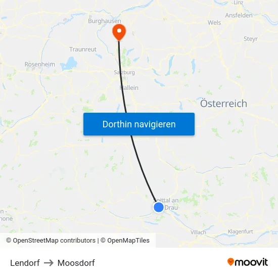 Lendorf to Moosdorf map