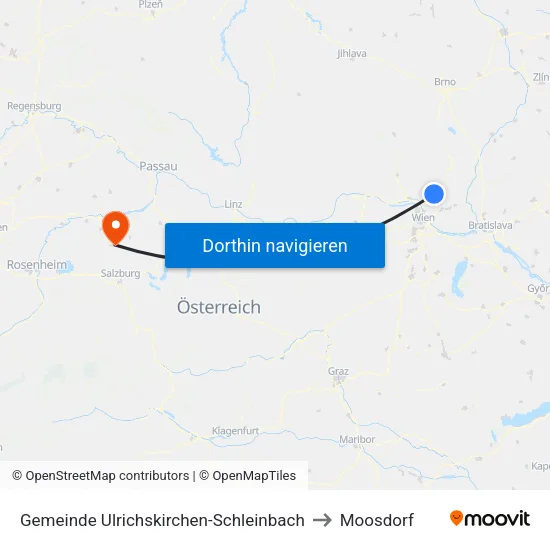 Gemeinde Ulrichskirchen-Schleinbach to Moosdorf map