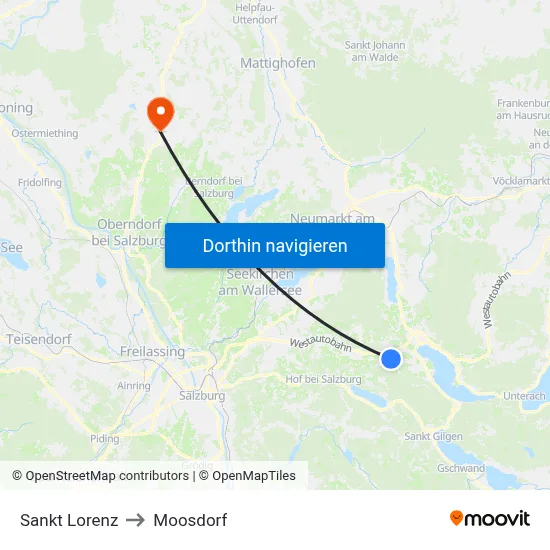 Sankt Lorenz to Moosdorf map