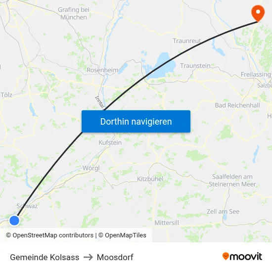 Gemeinde Kolsass to Moosdorf map