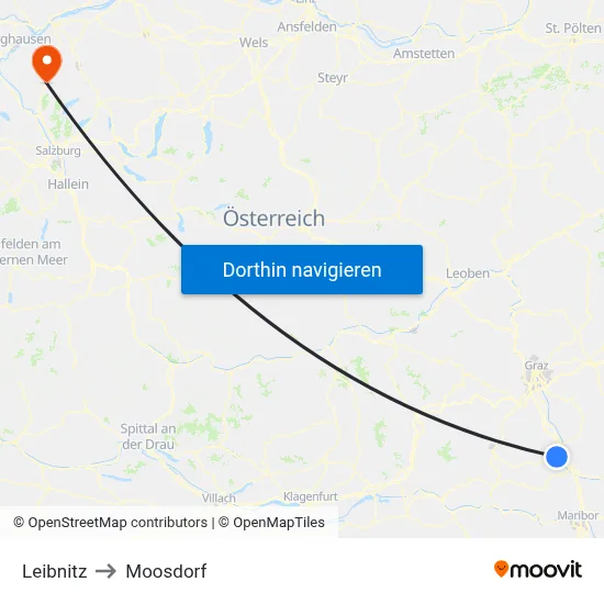 Leibnitz to Moosdorf map