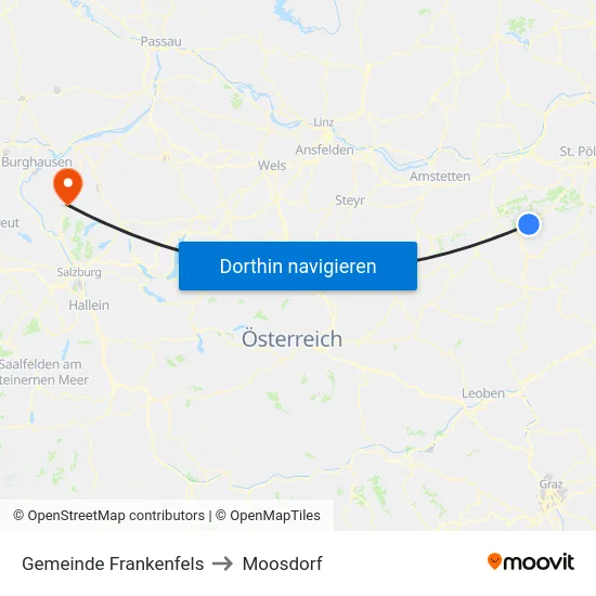 Gemeinde Frankenfels to Moosdorf map
