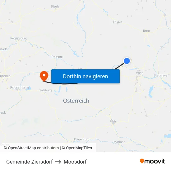Gemeinde Ziersdorf to Moosdorf map