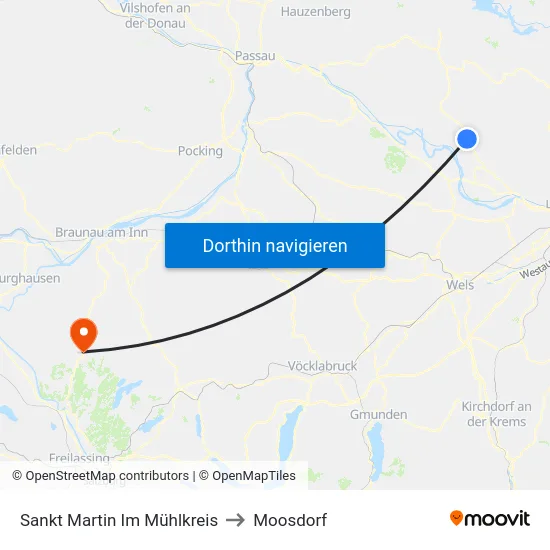Sankt Martin Im Mühlkreis to Moosdorf map