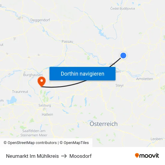 Neumarkt Im Mühlkreis to Moosdorf map