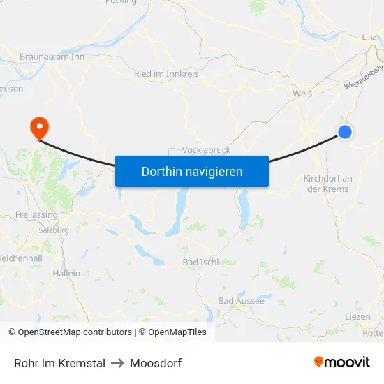 Rohr Im Kremstal to Moosdorf map