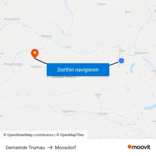 Gemeinde Trumau to Moosdorf map