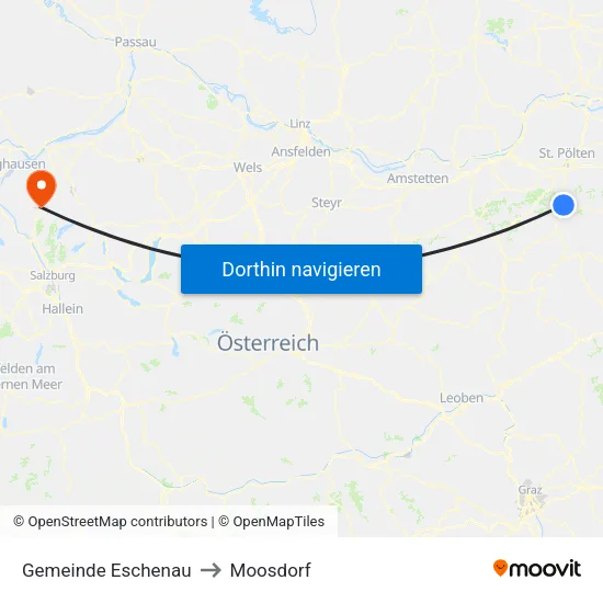 Gemeinde Eschenau to Moosdorf map