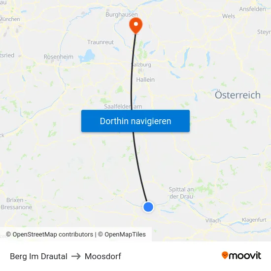 Berg Im Drautal to Moosdorf map