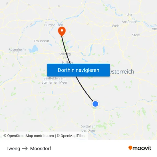 Tweng to Moosdorf map