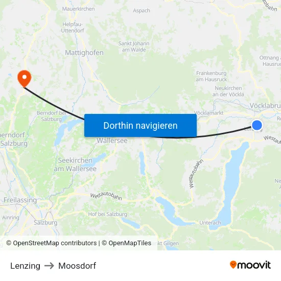 Lenzing to Moosdorf map