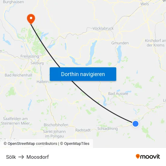 Sölk to Moosdorf map