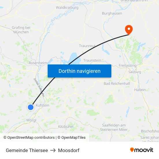 Gemeinde Thiersee to Moosdorf map