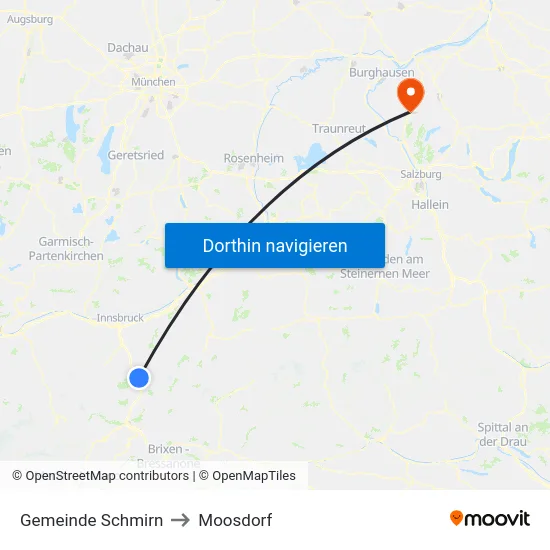 Gemeinde Schmirn to Moosdorf map