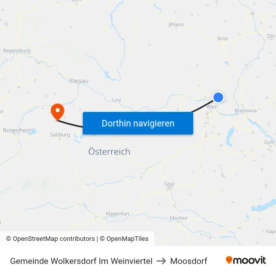 Gemeinde Wolkersdorf Im Weinviertel to Moosdorf map