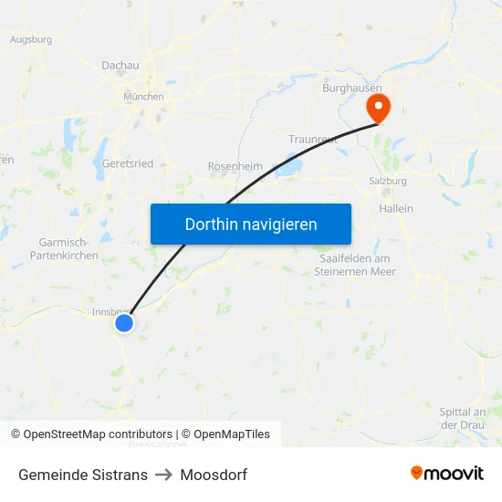 Gemeinde Sistrans to Moosdorf map