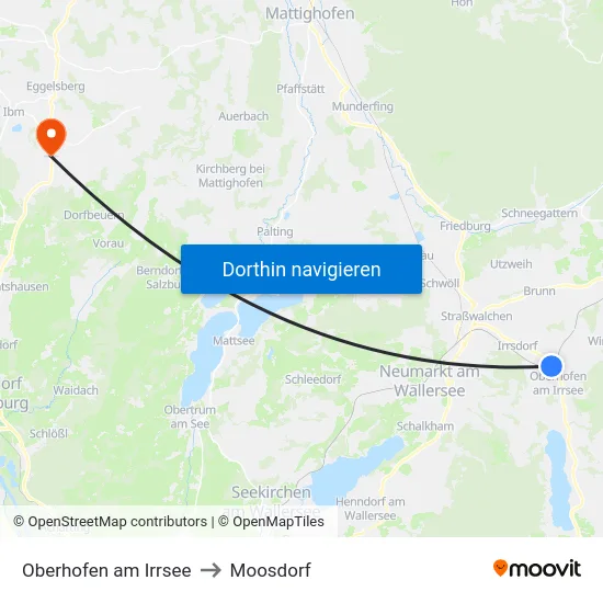 Oberhofen am Irrsee to Moosdorf map