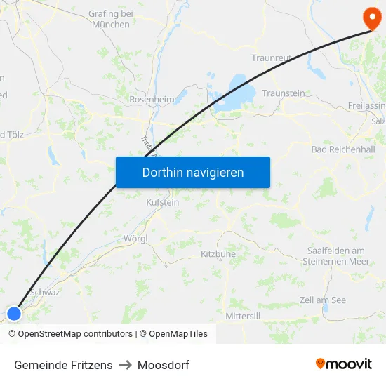 Gemeinde Fritzens to Moosdorf map