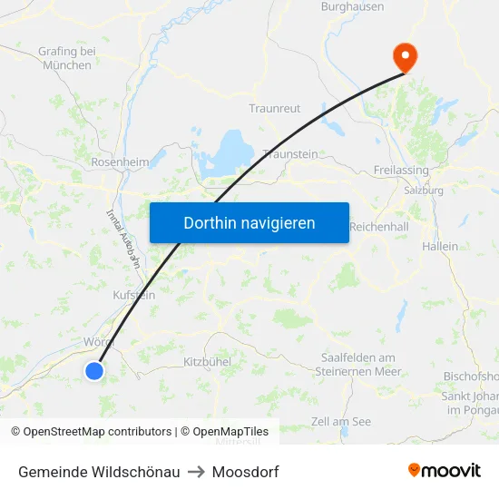 Gemeinde Wildschönau to Moosdorf map
