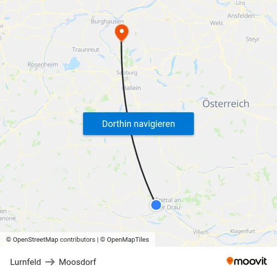 Lurnfeld to Moosdorf map