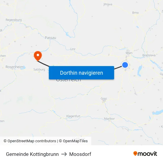 Gemeinde Kottingbrunn to Moosdorf map