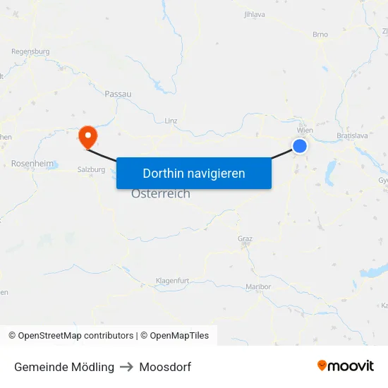 Gemeinde Mödling to Moosdorf map