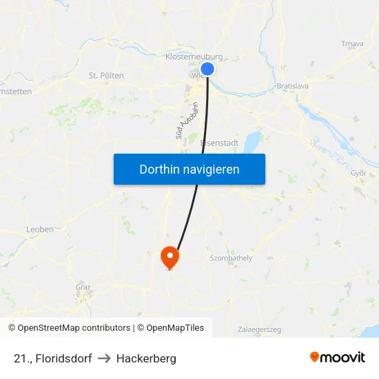 21., Floridsdorf to Hackerberg map