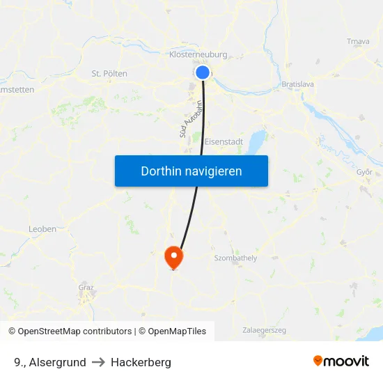 9., Alsergrund to Hackerberg map