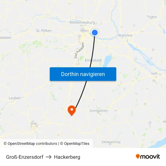 Groß-Enzersdorf to Hackerberg map