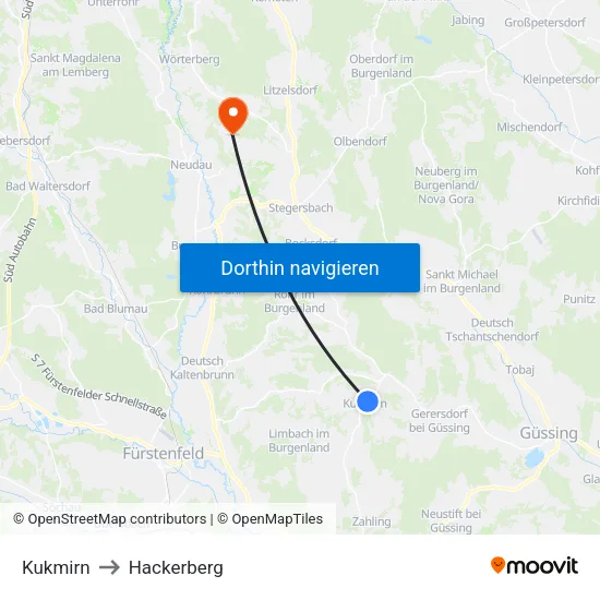 Kukmirn to Hackerberg map