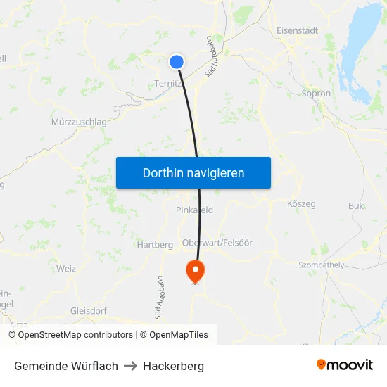 Gemeinde Würflach to Hackerberg map