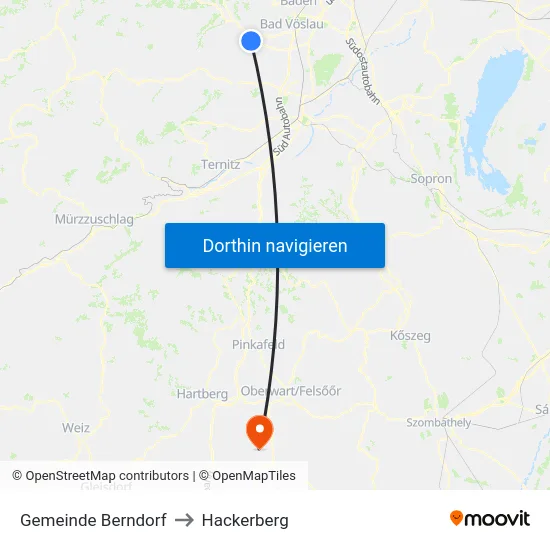 Gemeinde Berndorf to Hackerberg map