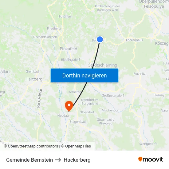 Gemeinde Bernstein to Hackerberg map