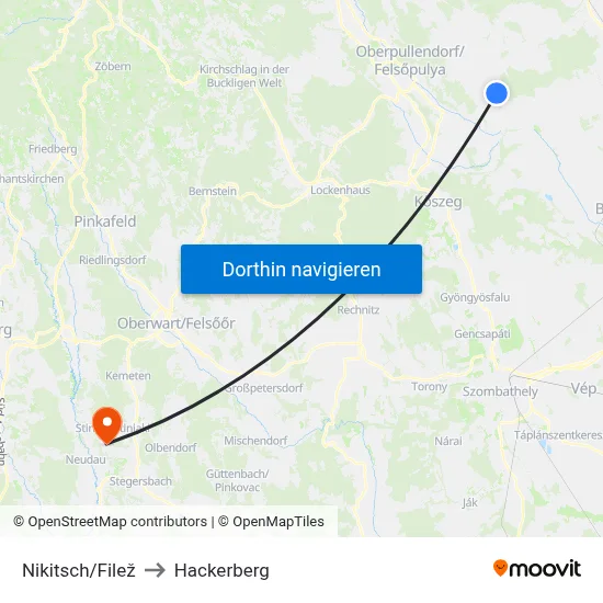Nikitsch/Filež to Hackerberg map