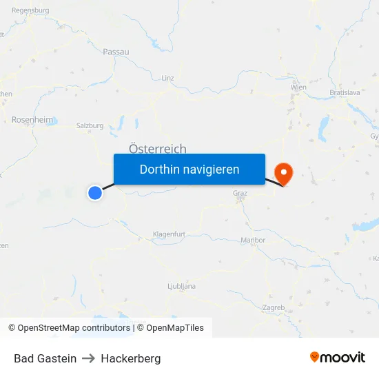 Bad Gastein to Hackerberg map